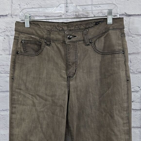 Women's JAG High Rise Straight-Leg Jeans Taupe Distressed Bleach Spots Denim 10 - Picture 2 of 13